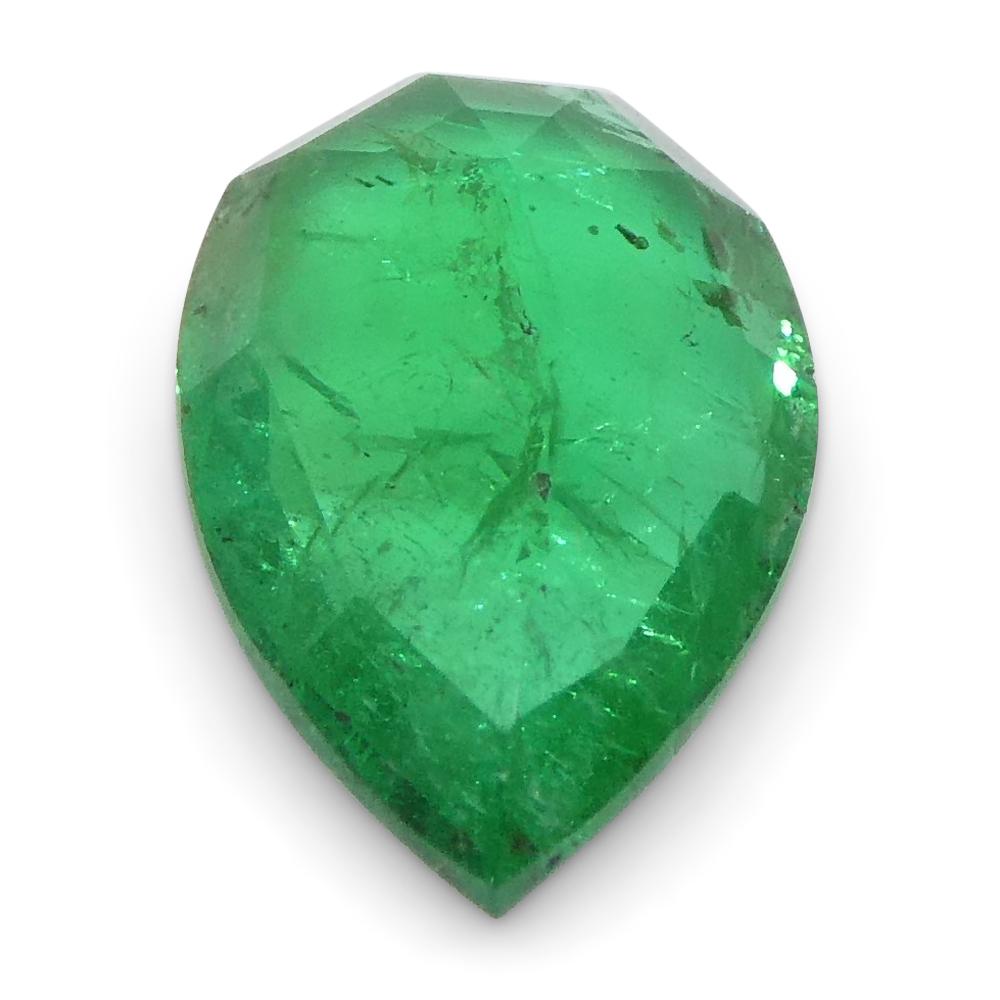 Brilliant Cut 1.02ct Pear Shape Green Emerald from Zambia For Sale