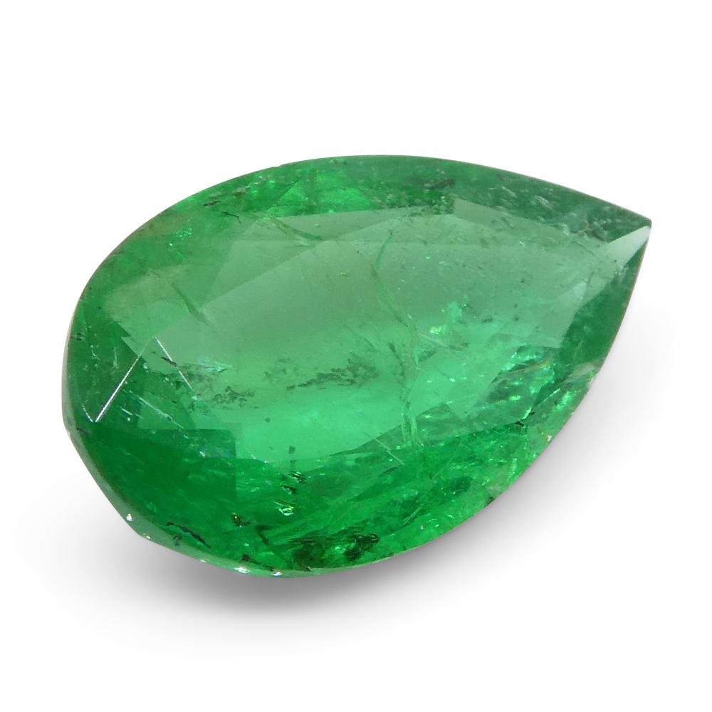 1.02ct Pear Shape Green Emerald from Zambia In New Condition For Sale In Toronto, Ontario
