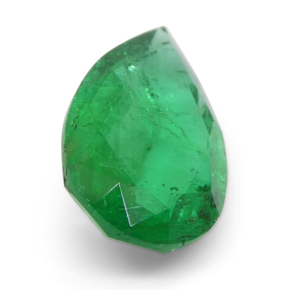 Women's or Men's 1.02ct Pear Shape Green Emerald from Zambia For Sale