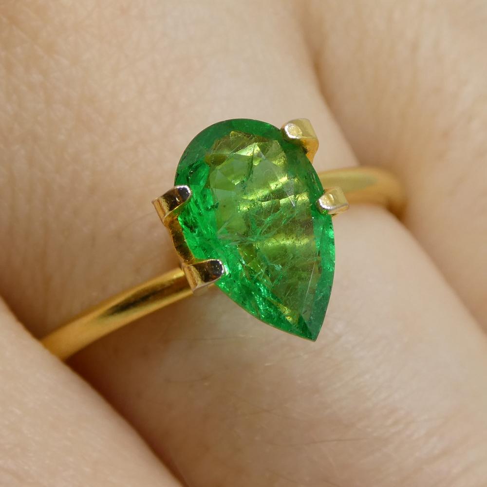 1.02ct Pear Shape Green Emerald from Zambia For Sale 3