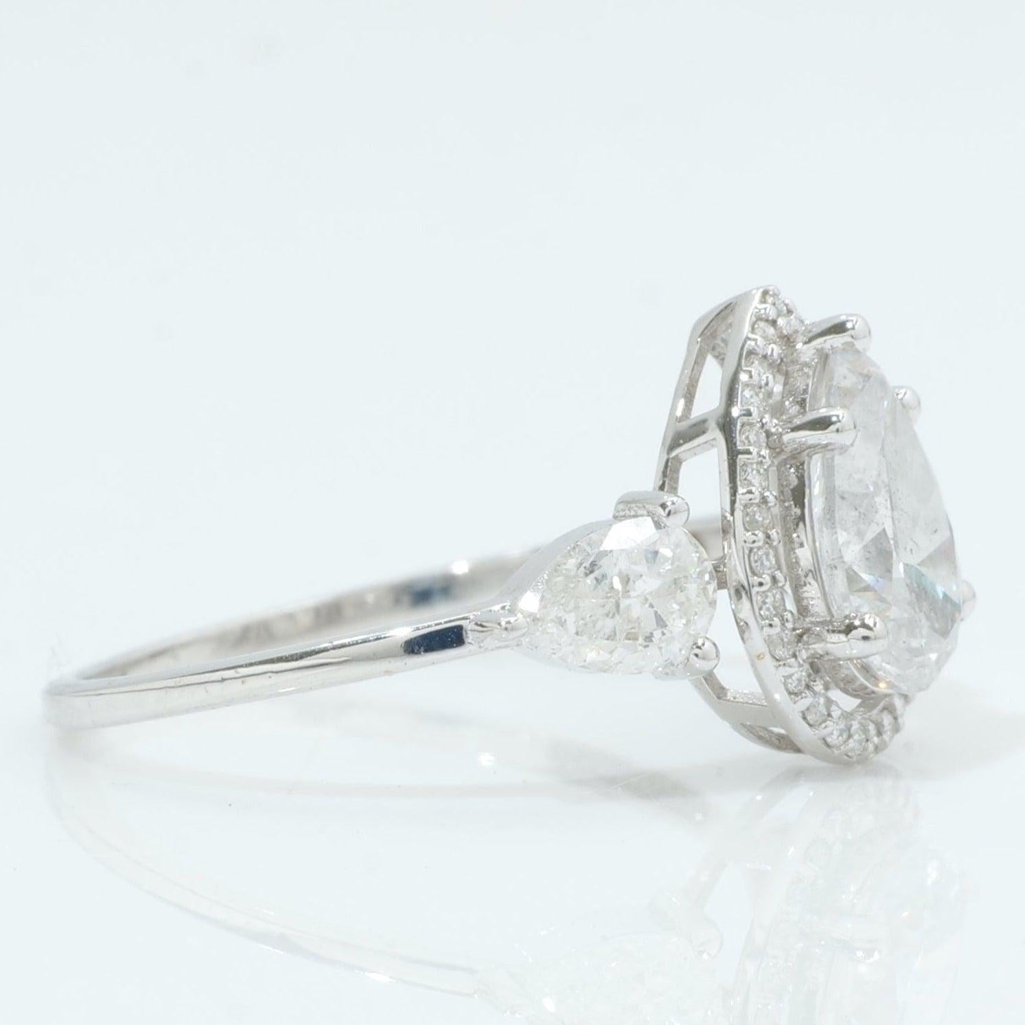 1,02ct Pear Solitaire Ring mit natürlichen Diamanten in 14k massivem Gold (zertifiziert) im Zustand „Neu“ im Angebot in New Delhi, DL