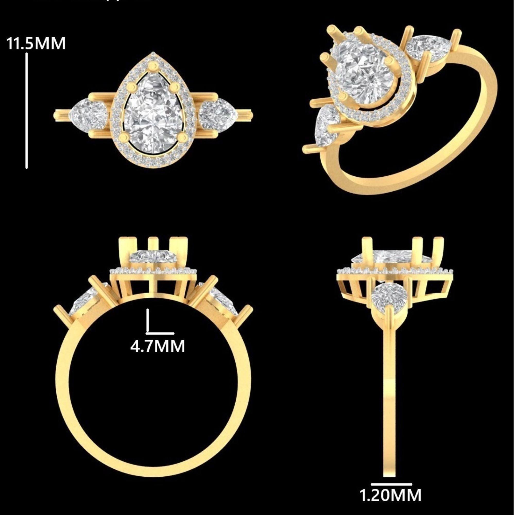 1,02ct Pear Solitaire Ring mit natürlichen Diamanten in 14k massivem Gold (zertifiziert) im Angebot 2