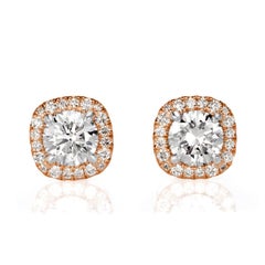 1.02ct Round Brilliant Cut Diamond Stud Earrings