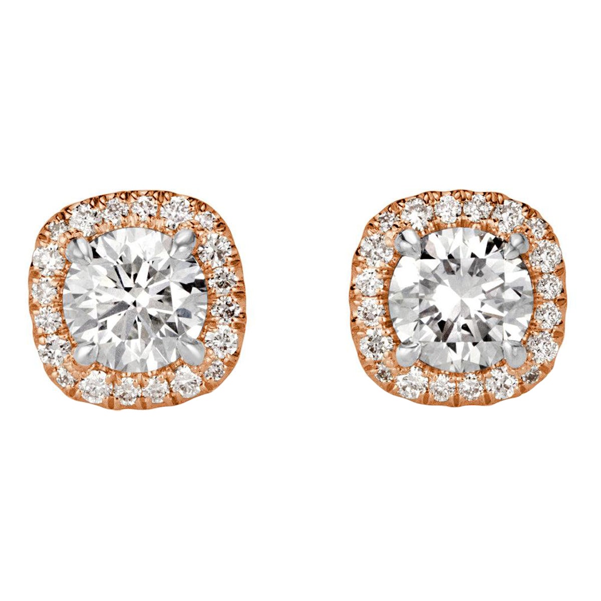 1.02ct Round Brilliant Cut Diamond Stud Earrings