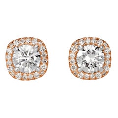 1.02ct Round Brilliant Cut Diamond Stud Earrings