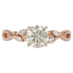 1,02ct Soft Champagner natürlichen Diamanten Leafy Ring 14K Rose Gold R6435