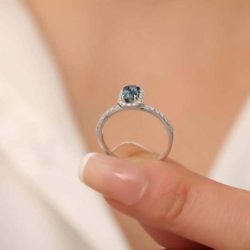 Anillo de Zafiro Teal y Diamantes 1.02ct en Nuevo estado para la venta en Fatih, 34