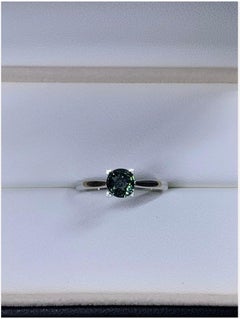 1.02ct Teal Sapphire Solitaire Engagement Ring 18ct White Gold