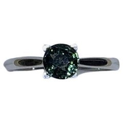 1.02ct Teal Sapphire Solitaire Engagement Ring 18ct White Gold