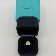 1.02ct Tiffany & Co Fancy Intense Yellow Diamond Gold Platinum Soleste Halo Ring