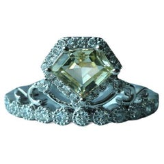 Bague en or massif 18k de 1,02Ct de saphir jaune et diamant