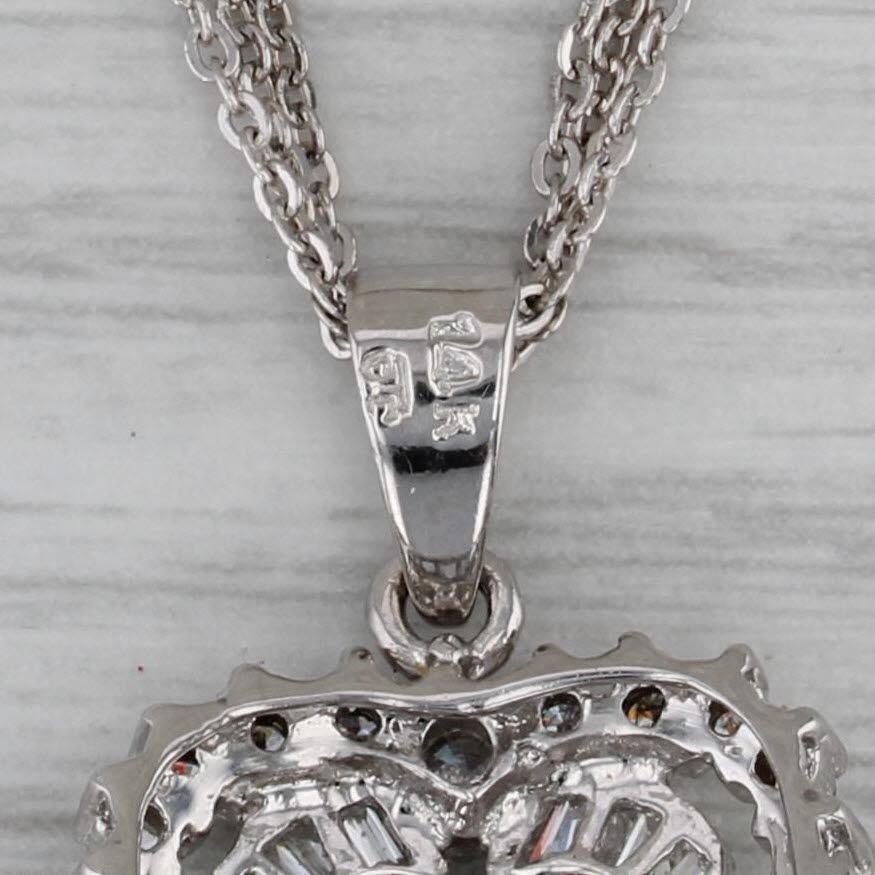 1.02ctw Diamond Flower Pendant Necklace 14k Gold Multistrand Cable Chain 17