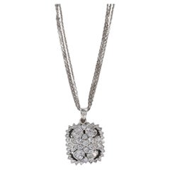 1.02ctw Diamond Flower Pendant Necklace 14k Gold Multistrand Cable Chain 17"