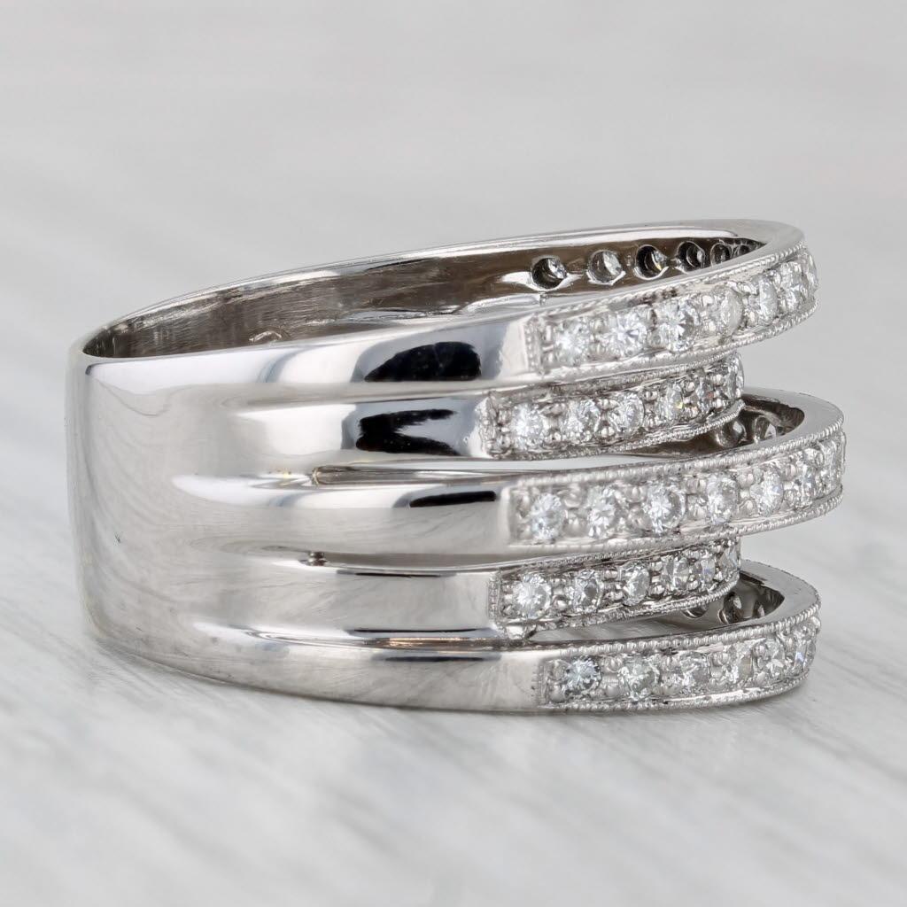 da uomo o donna Anello a fascia multipla con diamanti da 1,02 ct. in oro bianco 18 carati misura 8 Cocktail in vendita
