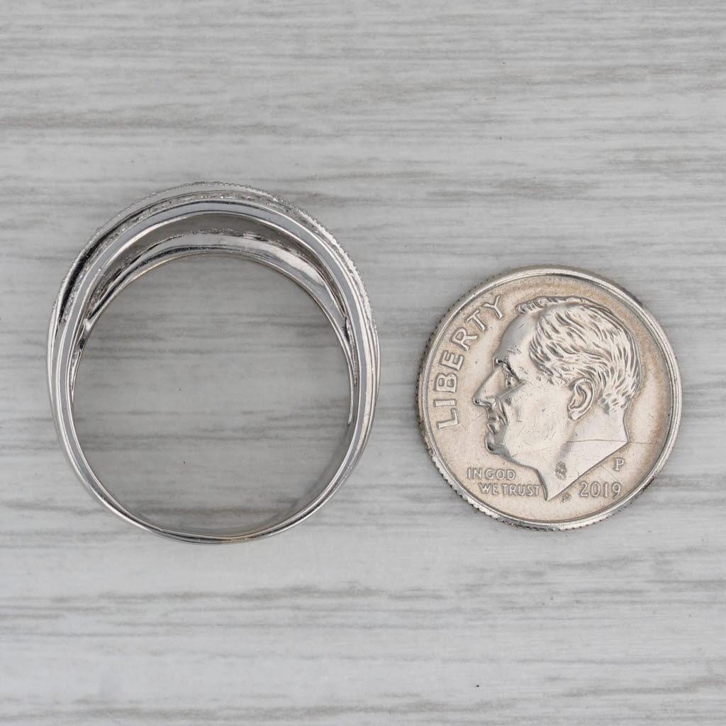Anello a fascia multipla con diamanti da 1,02 ct. in oro bianco 18 carati misura 8 Cocktail in vendita 2