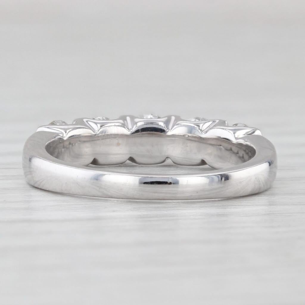 Round Cut 1.02ctw Diamond Wedding Anniversary Band 14k White Gold Size 7 LEO GSI Cert For Sale