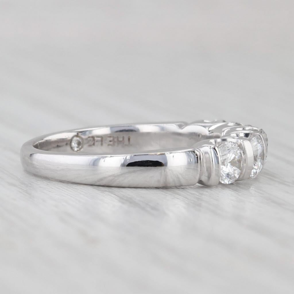 Women's or Men's 1.02ctw Diamond Wedding Anniversary Band 14k White Gold Size 7 LEO GSI Cert For Sale