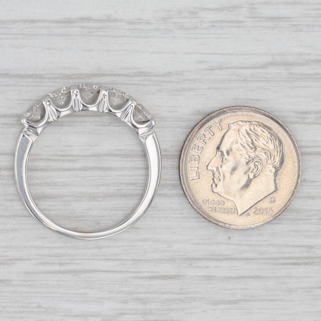 1.02ctw Diamond Wedding Anniversary Band 14k White Gold Size 7 LEO GSI Cert For Sale 2