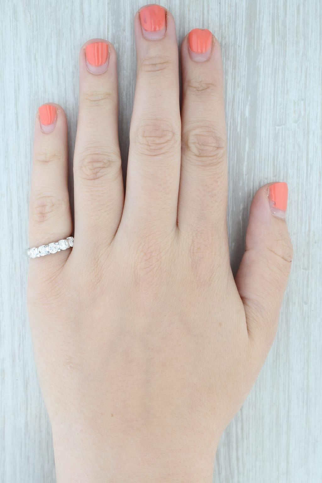 1.02ctw Diamond Wedding Anniversary Band 14k White Gold Size 7 LEO GSI Cert For Sale 3