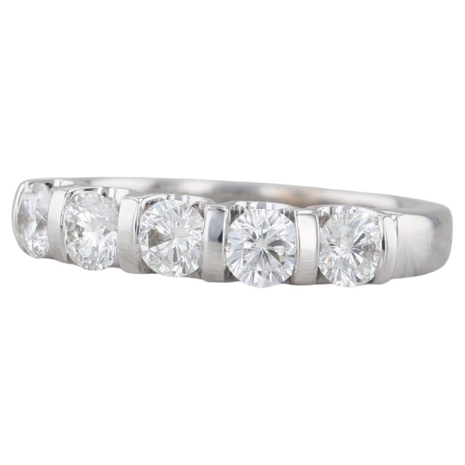1.02ctw Diamond Wedding Anniversary Band 14k White Gold Size 7 LEO GSI Cert For Sale