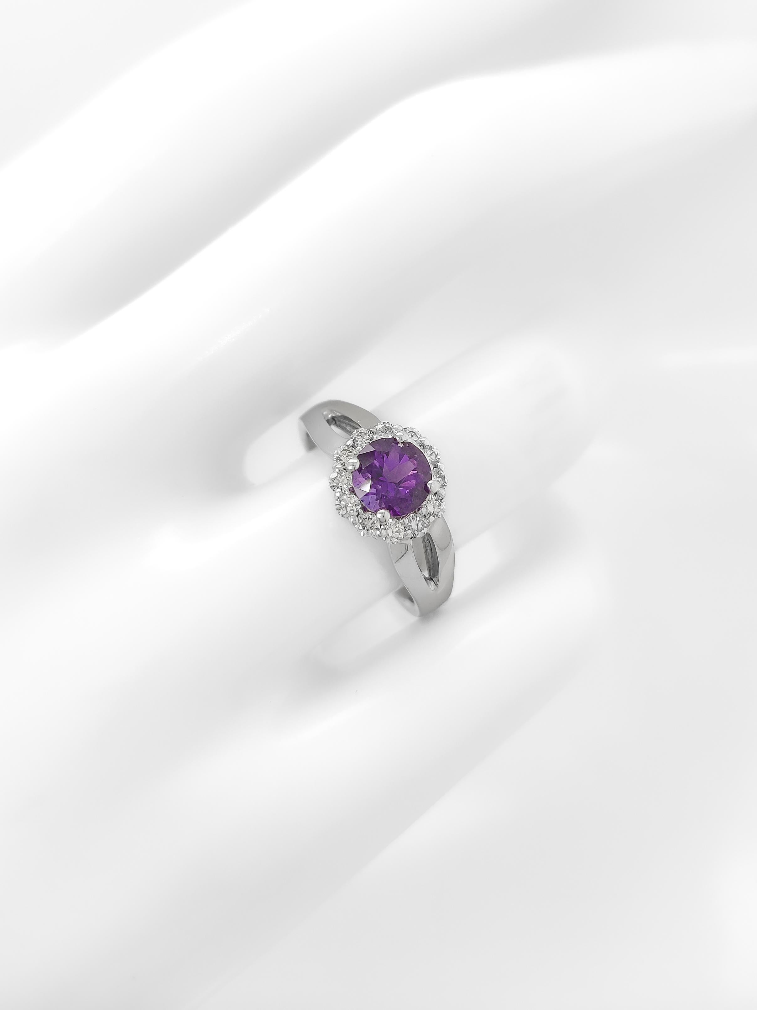 NO RESERVE 1.02CTW Purple Quartz and Diamond 14K White Gold Ring For Sale 1
