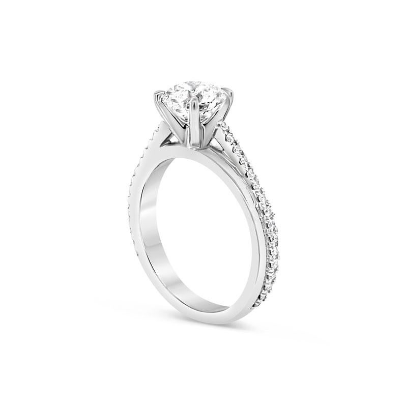 Round Cut 1.02ctw Round Brilliant Cut Diamond, F SI1, 14k White Gold Bypass Style Ring