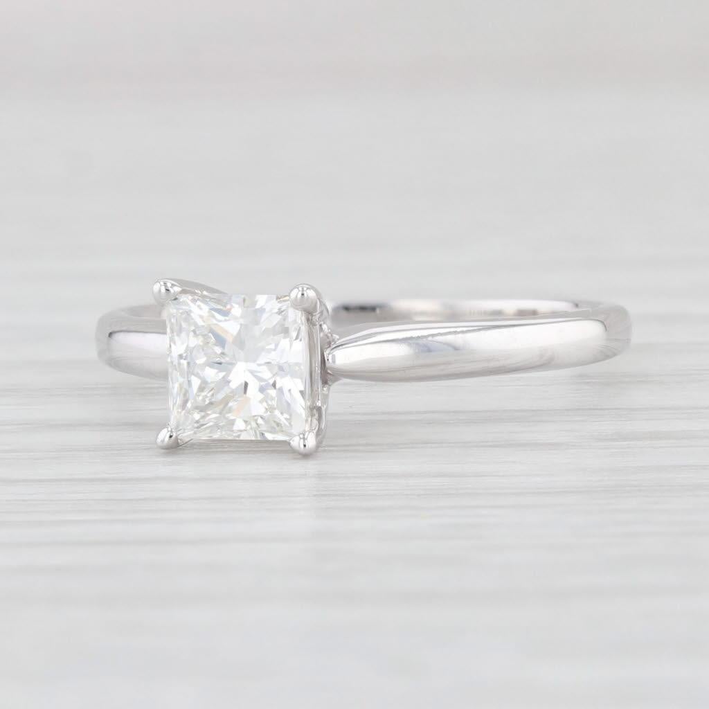 Gemstone Information:
- Natural Diamond -
Carats - 1ct 
Cut - Square Modified Brilliant
Color - H
Clarity - VS2
GIA # - 6227432271

Metal: 14k White Gold
Weight: 2.2 Grams 
Stamps: 14k
Face Height: 6.2 mm 
Rise Above Finger: 6.2 mm
Band / Shank