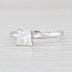 Bague de fiançailles solitaire carrée en or blanc 14 carats avec diamants 1,02 carat VS2 certifiés GIA, taille 7