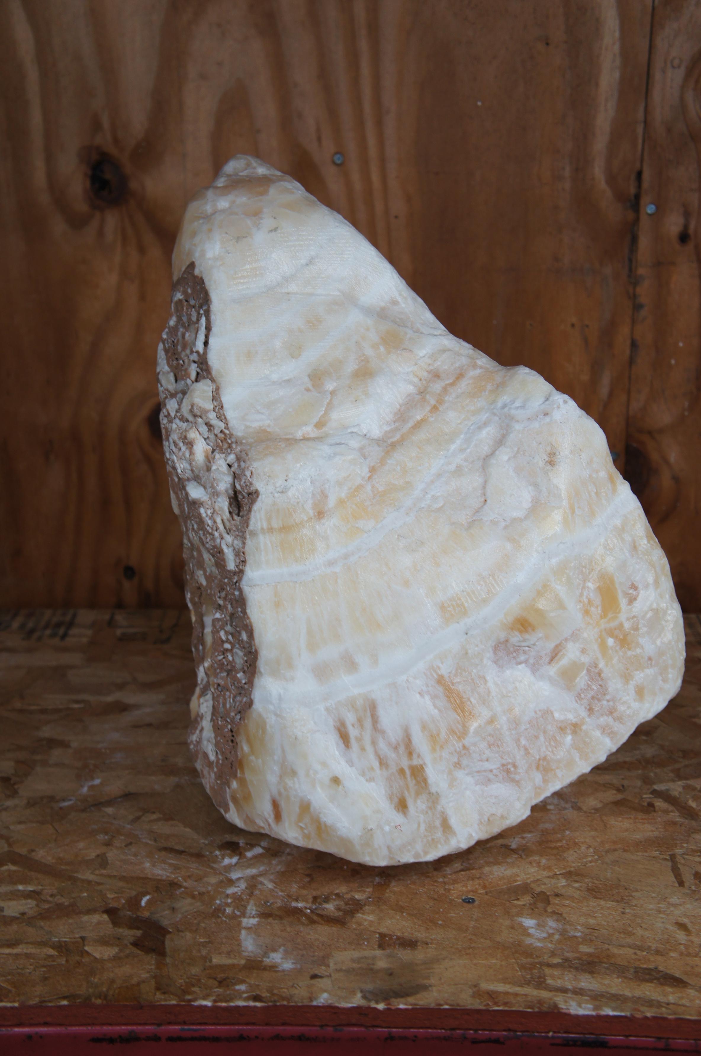 Primitive 102lb Honeycomb Calcite Amber Onyx Rock Stone Crystal Formation Drilled Holes For Sale