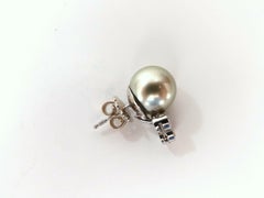 Pistachio Tahitian Pearls .60ct Diamonds Stud Earrings 14kt Gold
