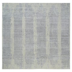 10'2"x10'2" Gray, Jacquard Hand Loomed, Wool And Plant Based Silk, Square Rug