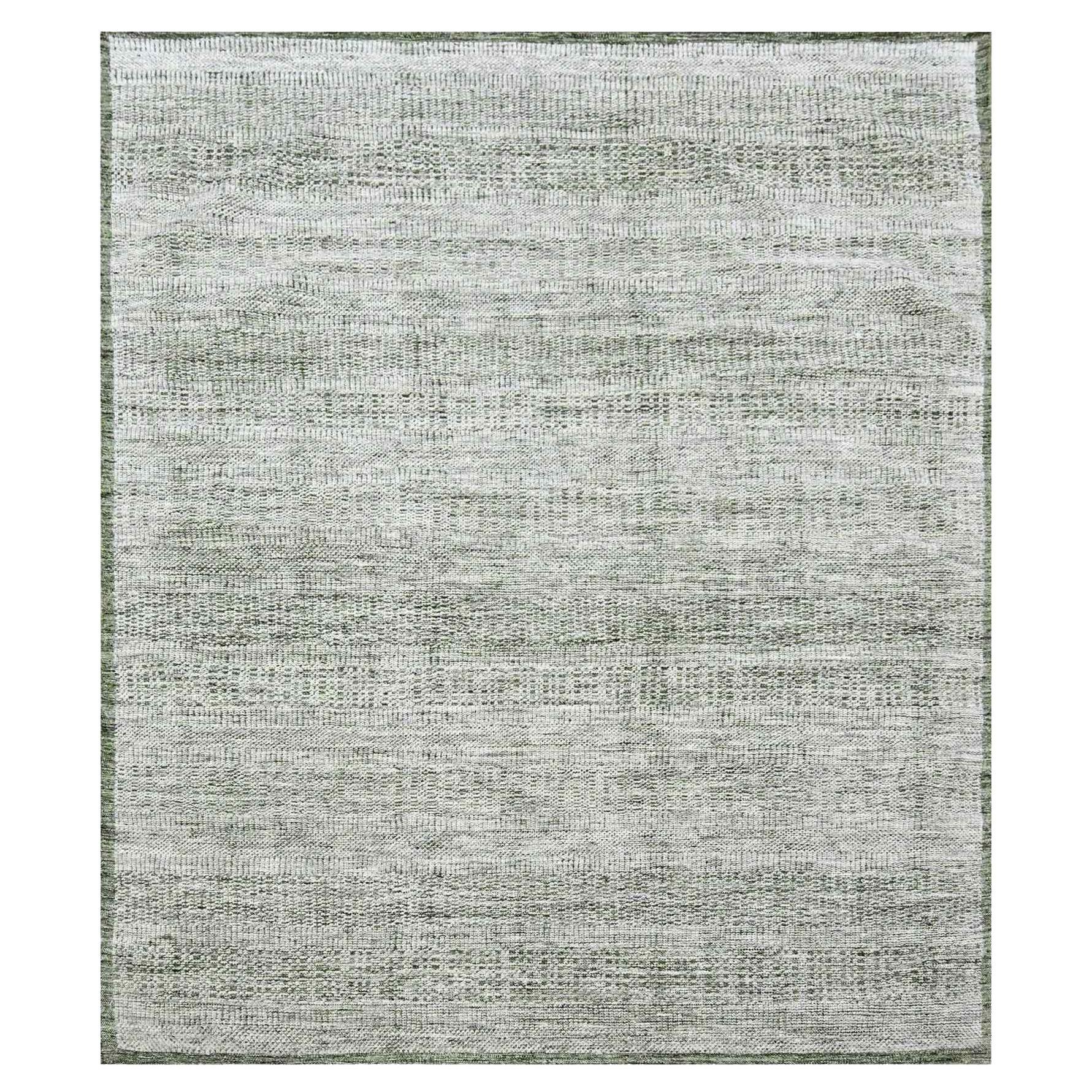 Tappeto quadrato in lana annodata a mano con disegno dell'erba ossidata verde e bianca 10'2 "x10'2"