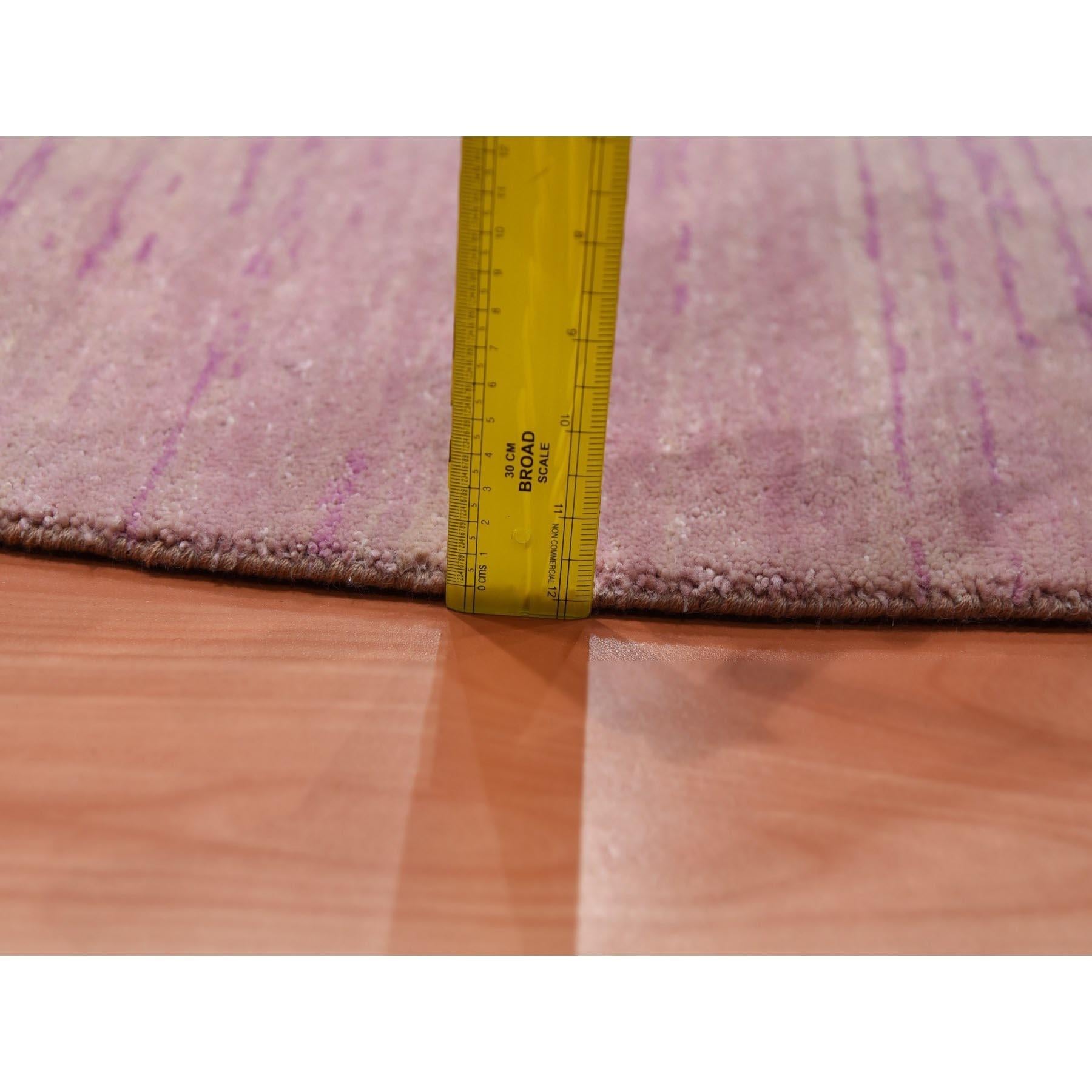 Tapis rose en laine pure noué à la main, motif ombré horizontal 10'2