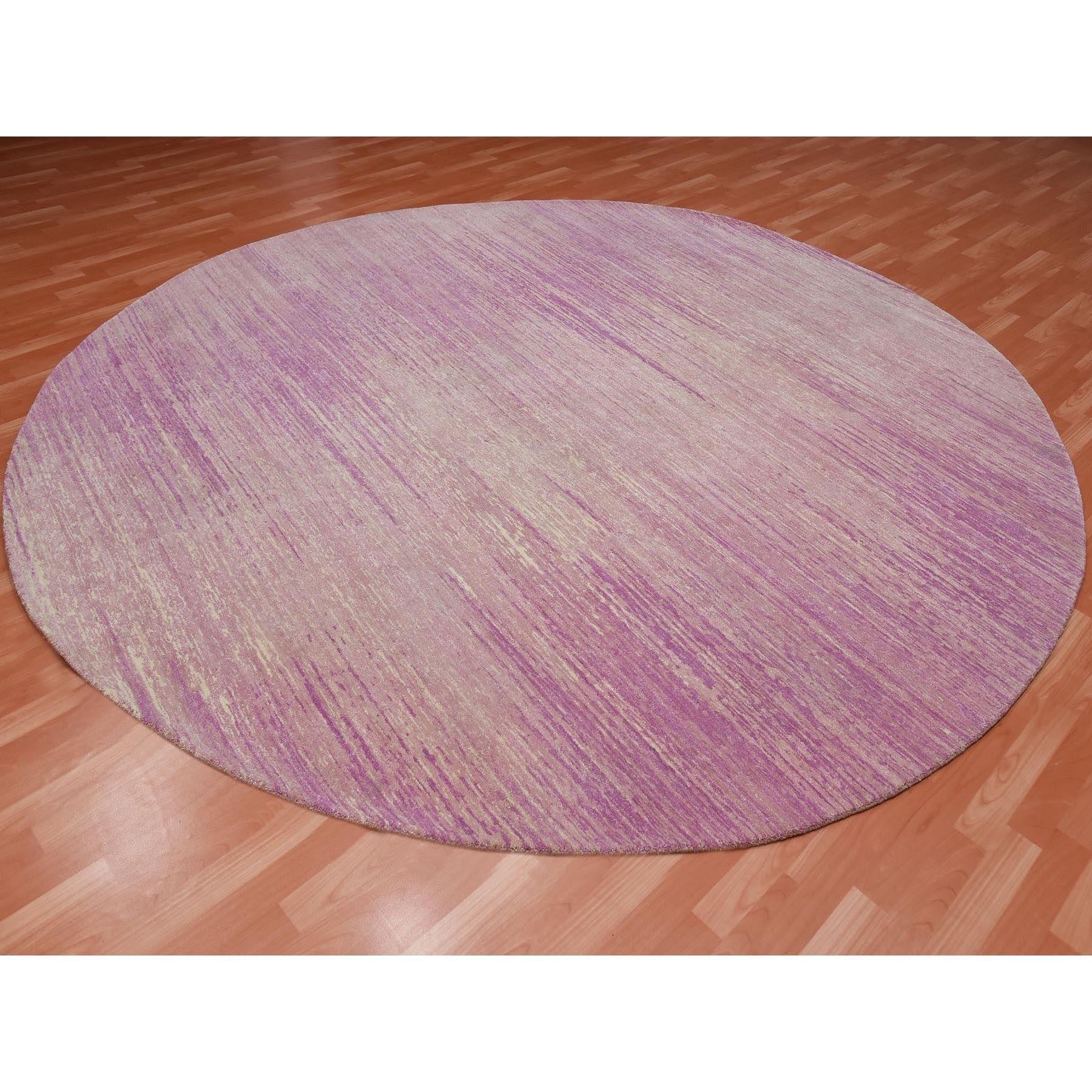 Moderne Tapis rose en laine pure noué à la main, motif ombré horizontal 10'2