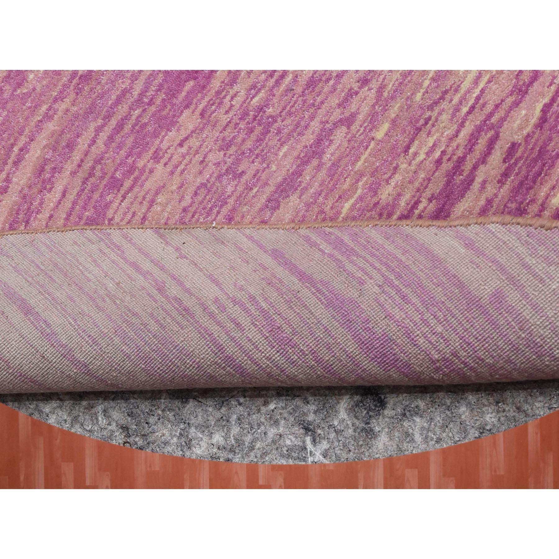 Indien Tapis rose en laine pure noué à la main, motif ombré horizontal 10'2