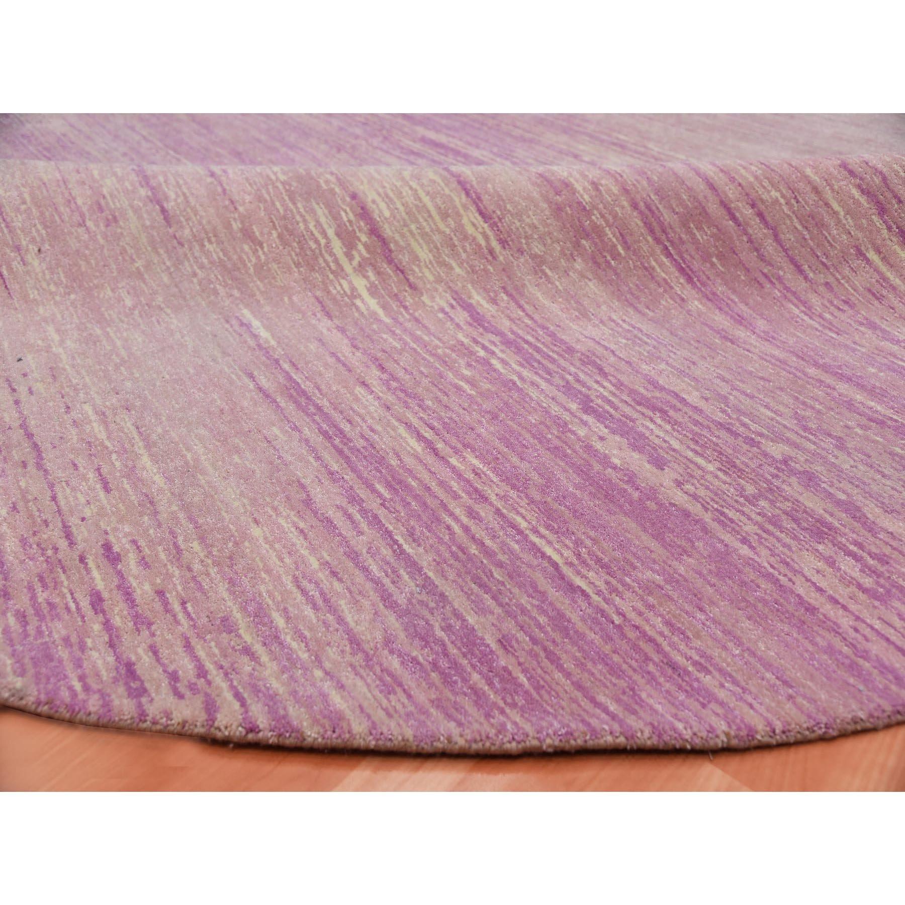 Tapis rose en laine pure noué à la main, motif ombré horizontal 10'2