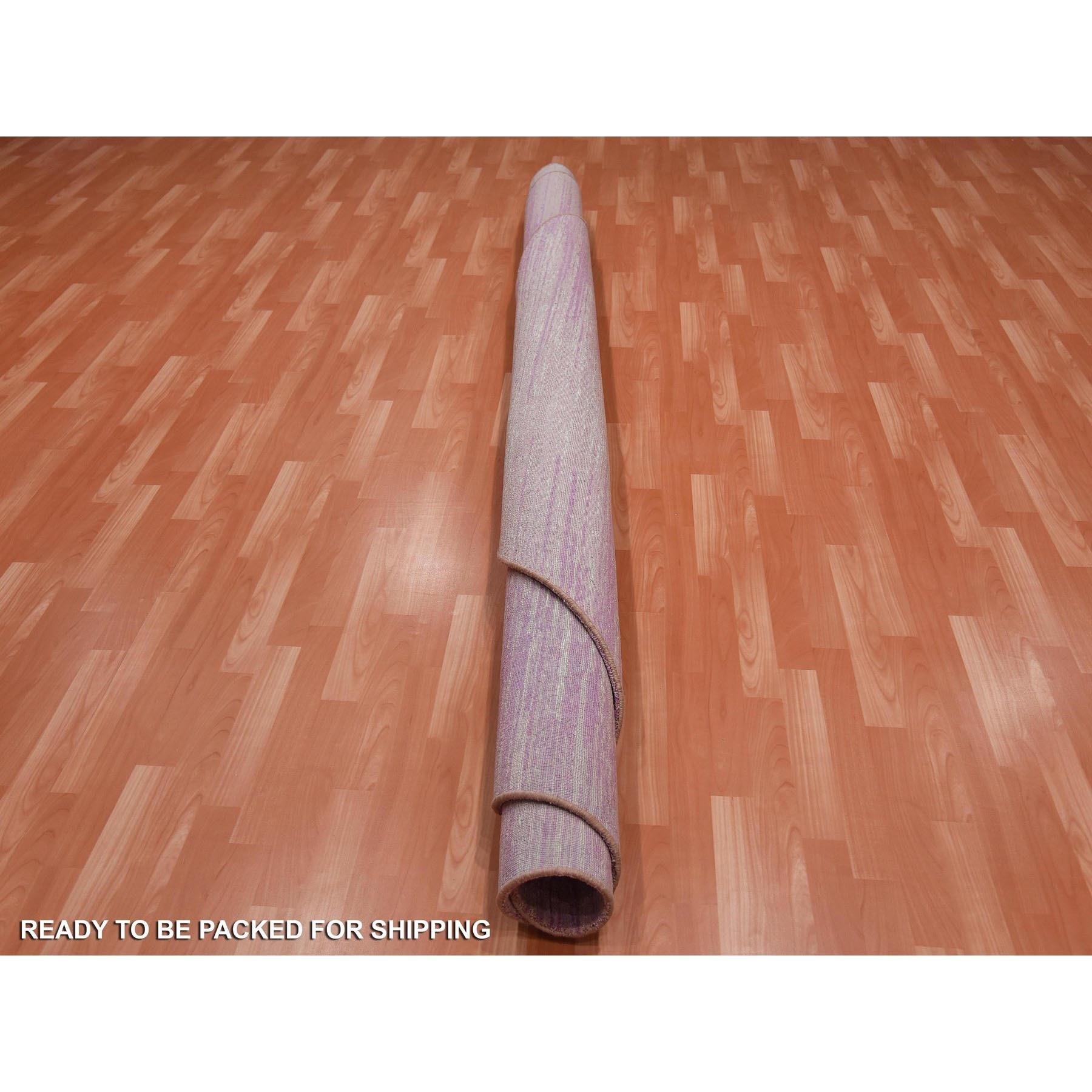 Tapis rose en laine pure noué à la main, motif ombré horizontal 10'2