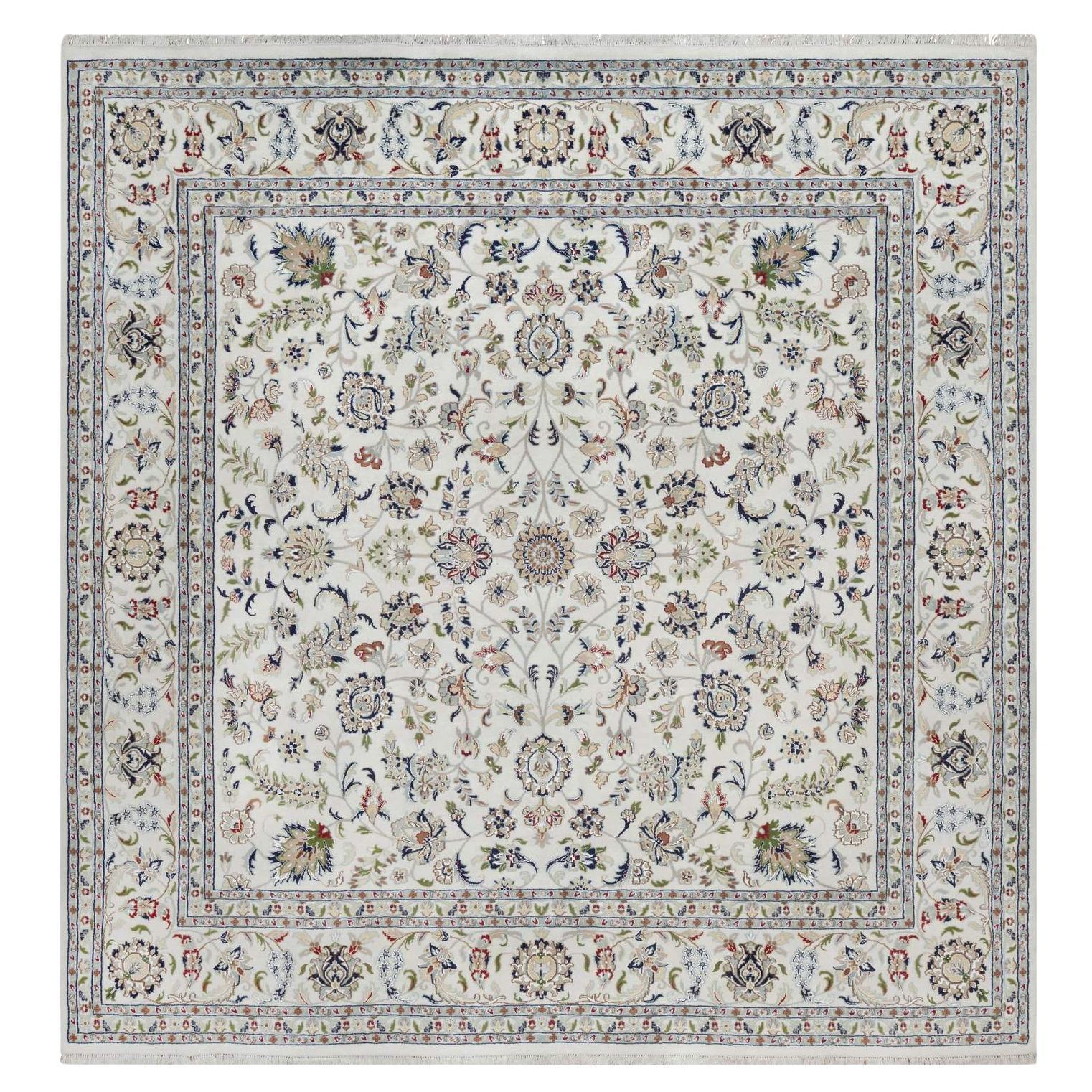 10
2 "x10
2" Avorio Nain con Design/One in lana e seta annodato a mano Tappeto Quadrato