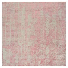 10
2 "x10
2" Rose Pink, Wolle und Kunstseide Jacquard Handgeknüpft, Quadratischer Teppich