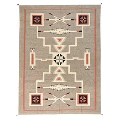 10
2"x13
10" Beaver Brown American Indian Southwest Geometric Design Wool Rug