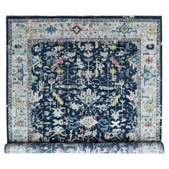 10'2 "x13'10" Blu Broken and Erased Heriz All Over Design Tappeto in lana annodato a mano