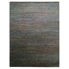 10'2"x13'10" Gray Modern Hand Knotted Grass Design Wool and Silk Oriental Rug