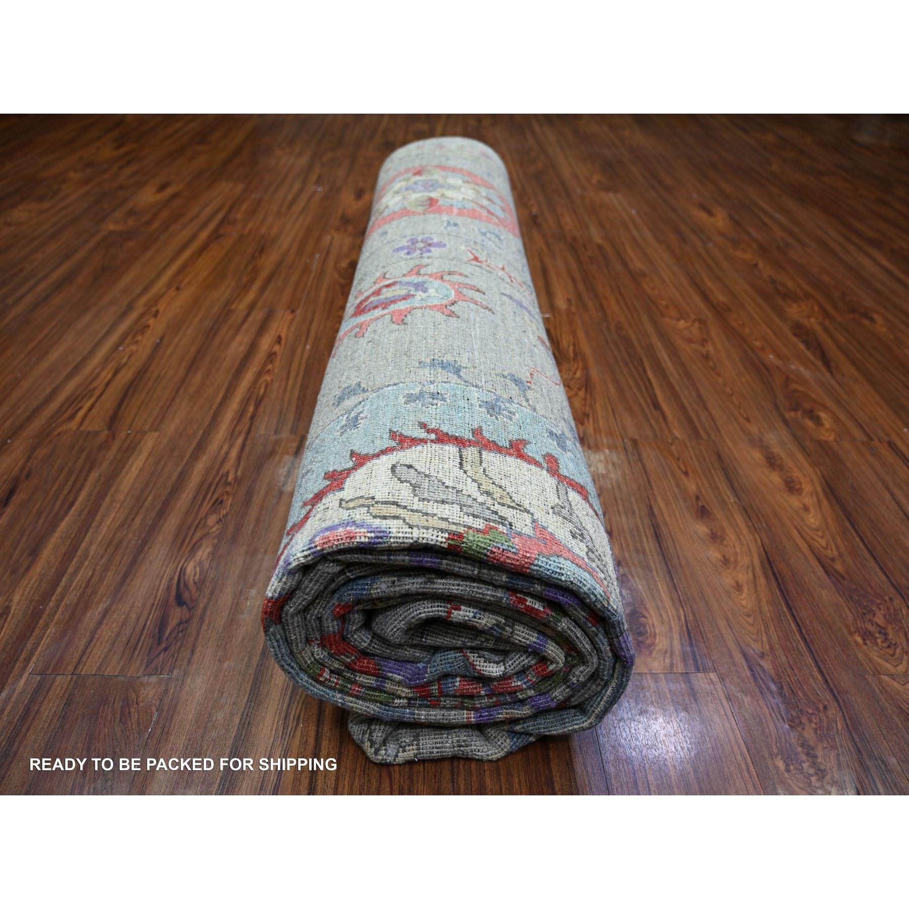 Tapis oriental noué à la main, couleur brun clair Peshawar, 10'2