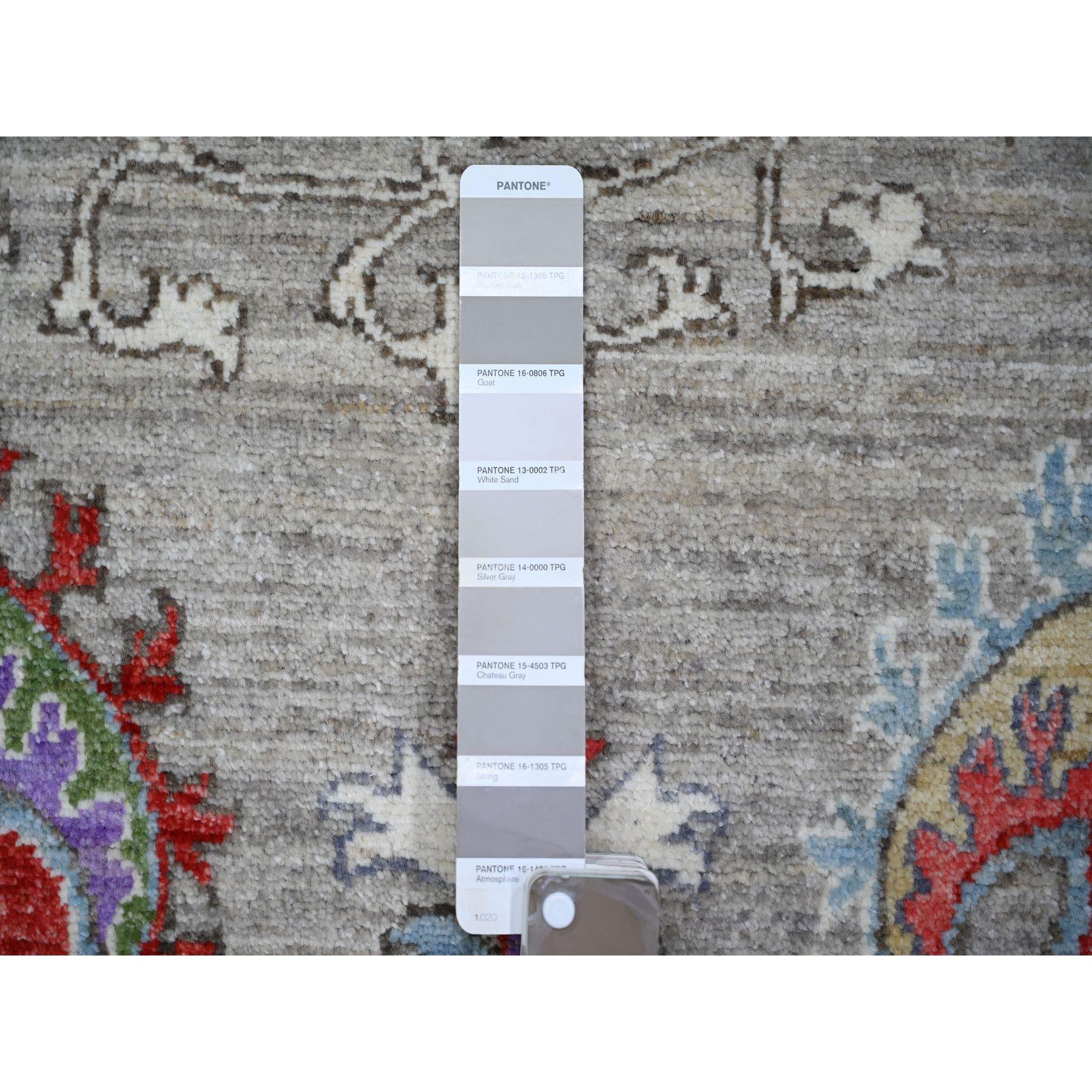 Laine Tapis oriental noué à la main, couleur brun clair Peshawar, 10'2