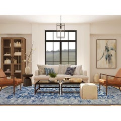 10'2 "x13'6" Blu Denim, Tappeto orientale afgano in lana annodato a mano, fine Peshawar