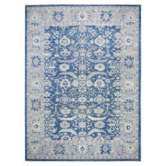 10'2"x13'6" Denim Blue, Afghan Wool Hand Knotted, Fine Peshawar Oriental Rug