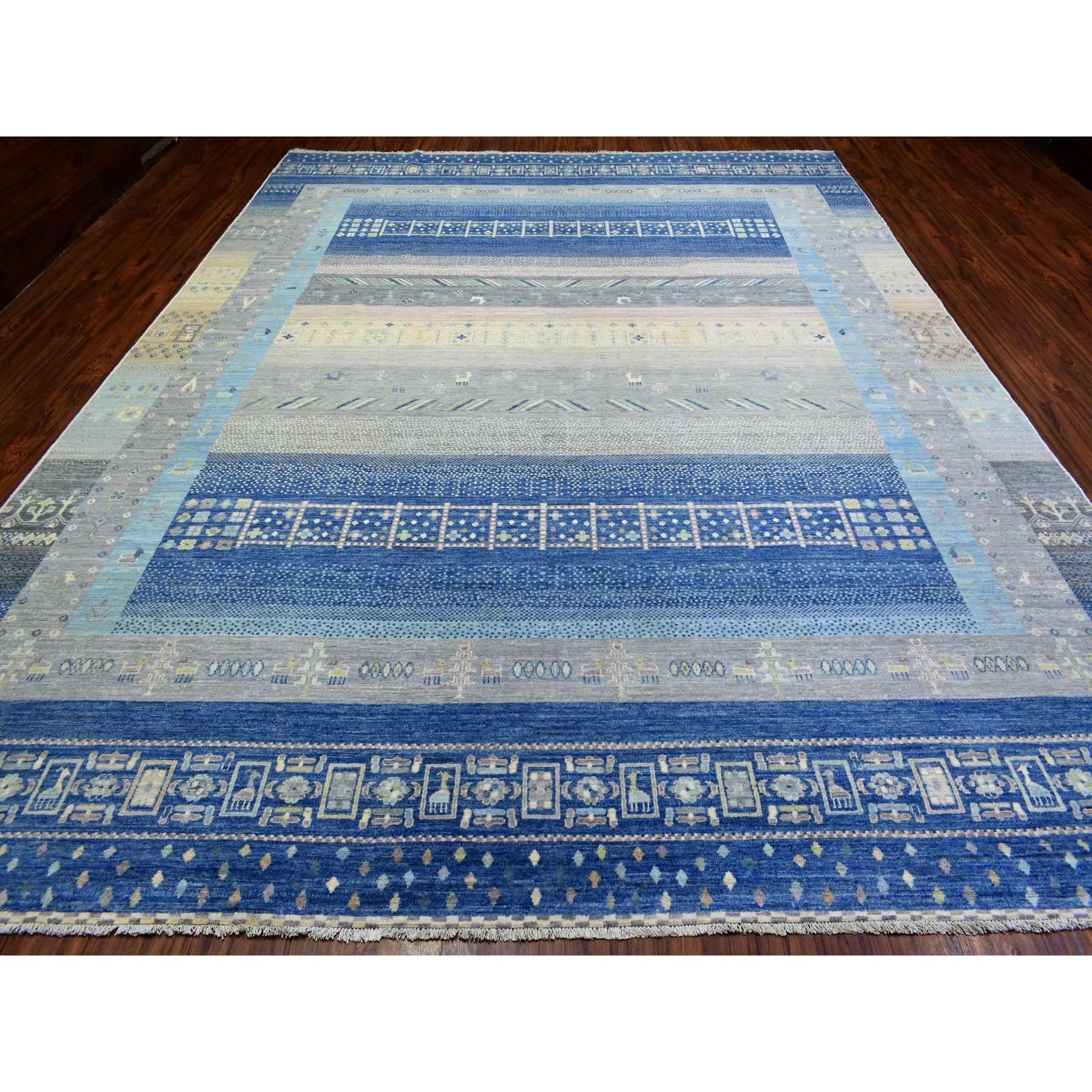 Tribal Tapis oriental noué à la main bleu afghan Kashkuli Gabbeh Design 10'2
