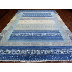 10'2"x13'7" Blue Afghan Kashkuli Gabbeh Design Wool Hand Knotted Oriental Rug