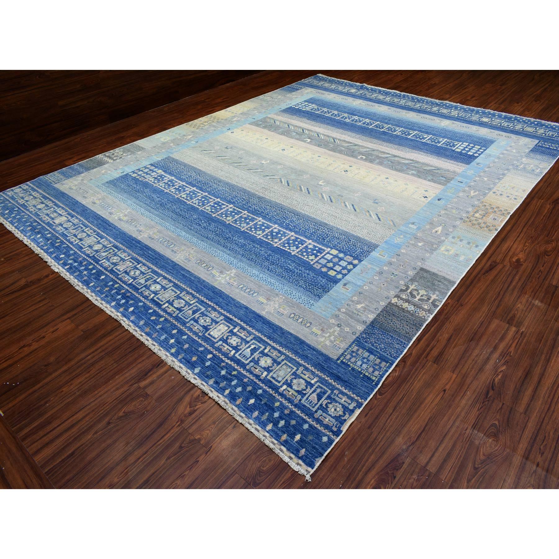 Afghan Tapis oriental noué à la main bleu afghan Kashkuli Gabbeh Design 10'2