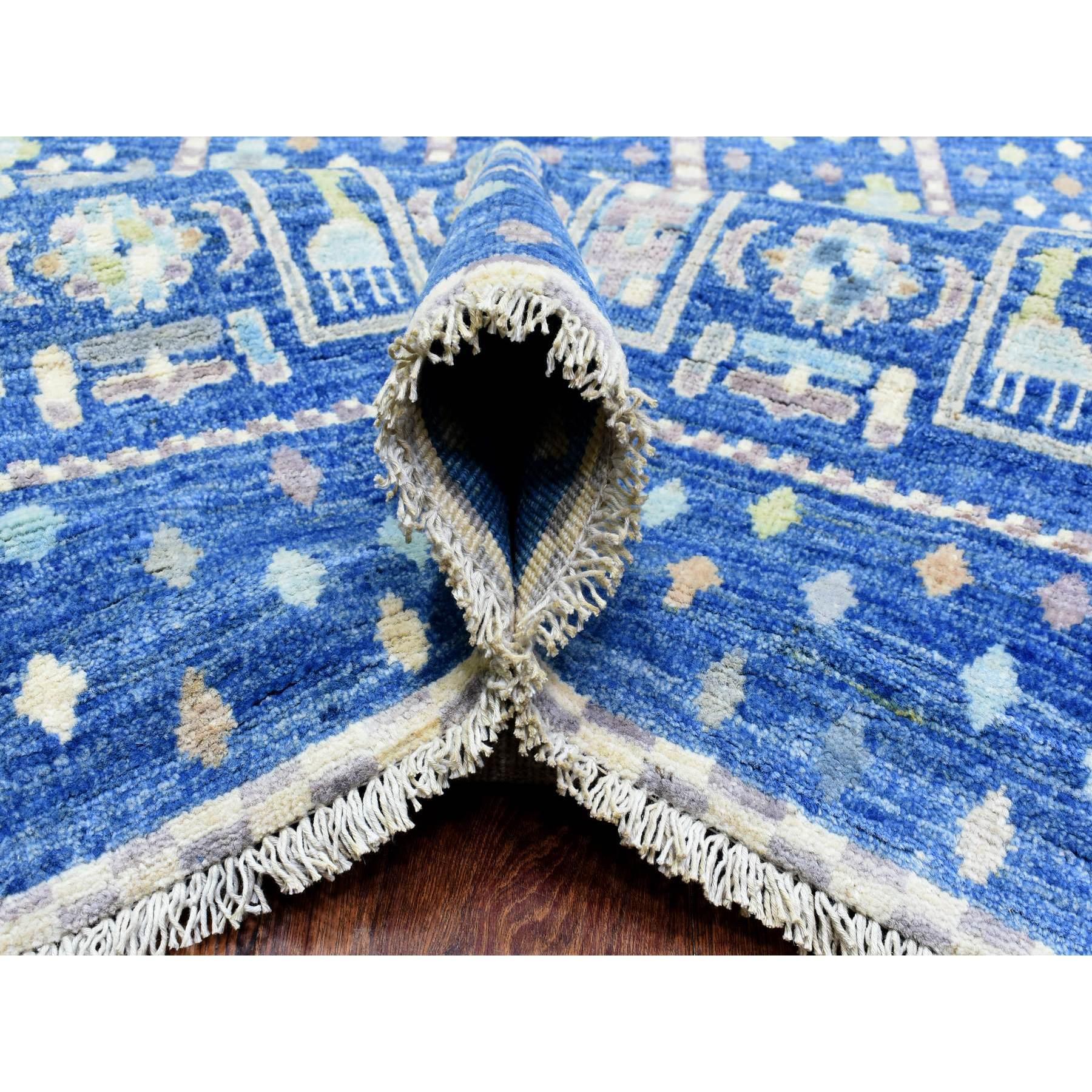 Tapis oriental noué à la main bleu afghan Kashkuli Gabbeh Design 10'2
